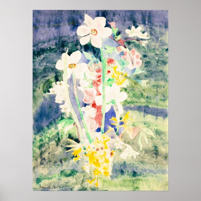 Charles Demuth Narcisser 1917 Ursprunglig akvarell Poster (Framsidan)