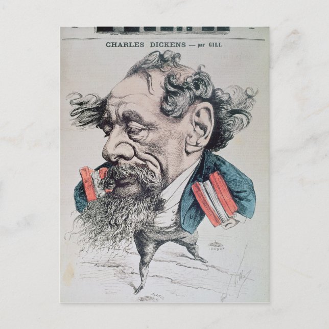 Charles Dickens astride Engelska kanalen Vykort (Framsida)