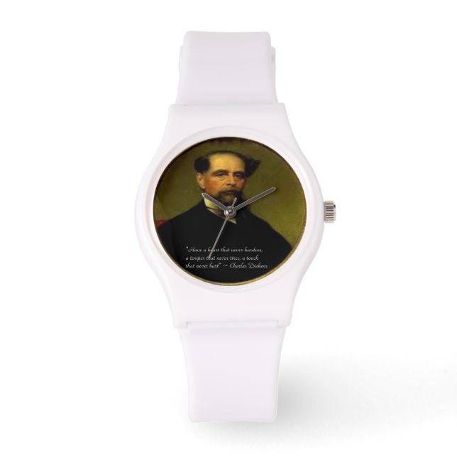 Charles Dickens Dam Vit Silikonklocka Armbandsur (Framsida)