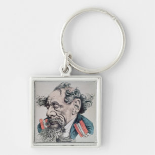 Charles Dickens, grensle som engelskaen Fyrkantig Silverfärgad Nyckelring