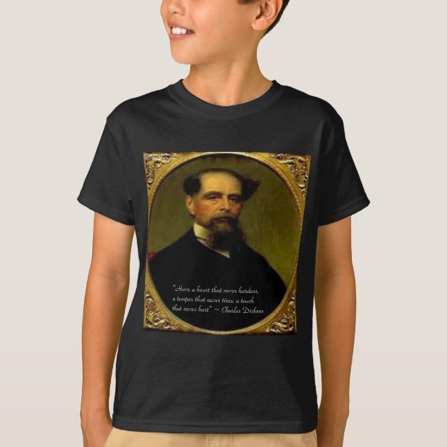 Charles Dickens & Heartfilt Quote T-shirt (Framsida)