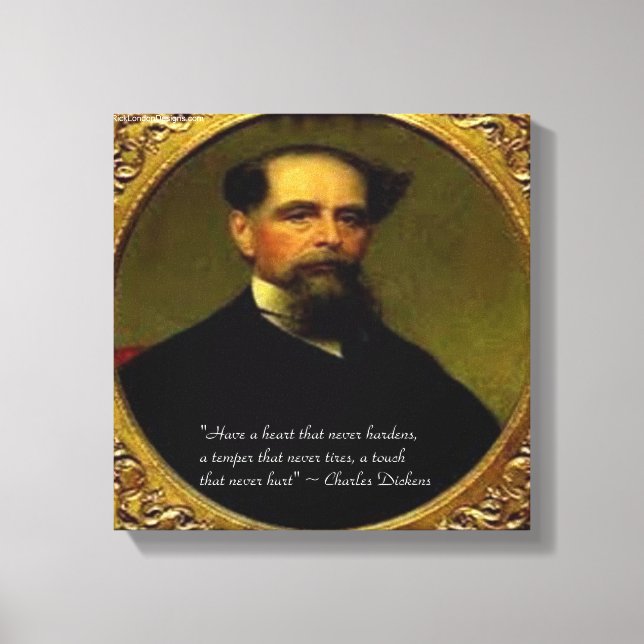 Charles Dickens & Hjärtafullt Citat Canvastryck (Framsida)