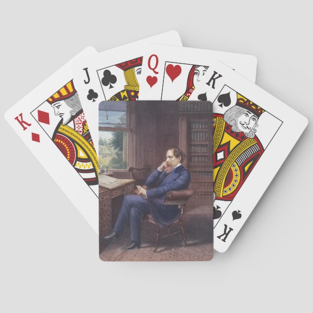 Charles Dickens i hans studie Casinokort (Baksidan)