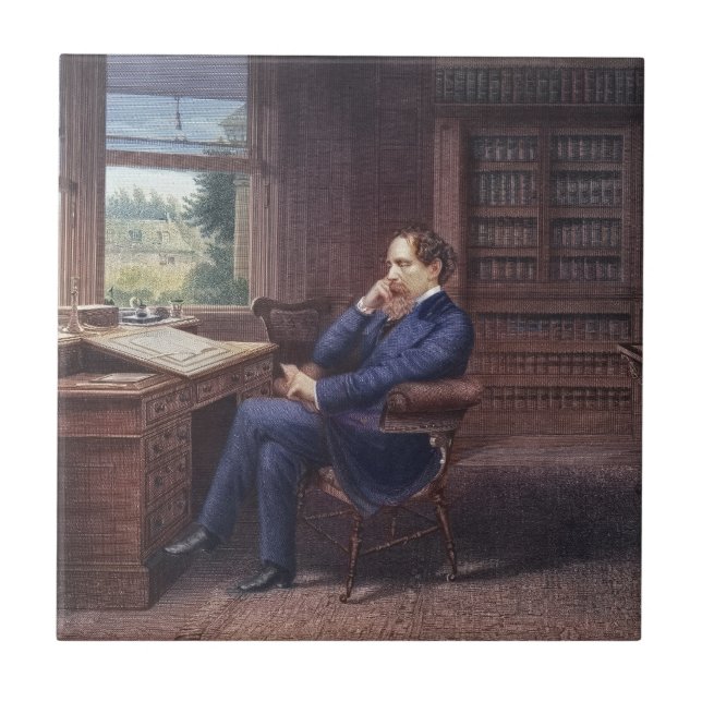 Charles Dickens i hans studie Kakelplatta (Framsidan)