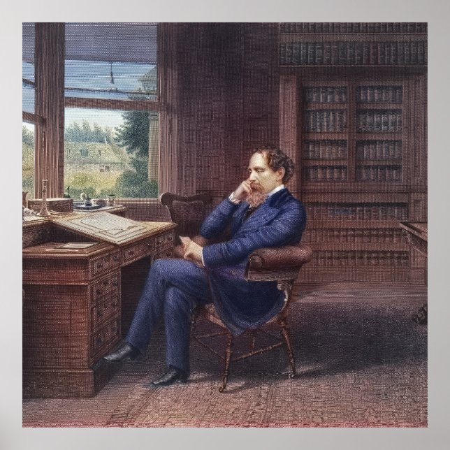 Charles Dickens i hans studie Poster (Framsidan)