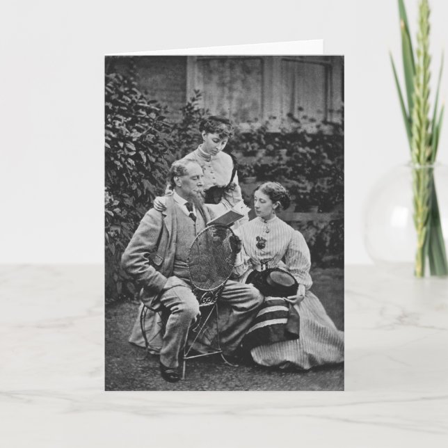 Charles Dickens med två av hans döttrar Kort (Framsida)