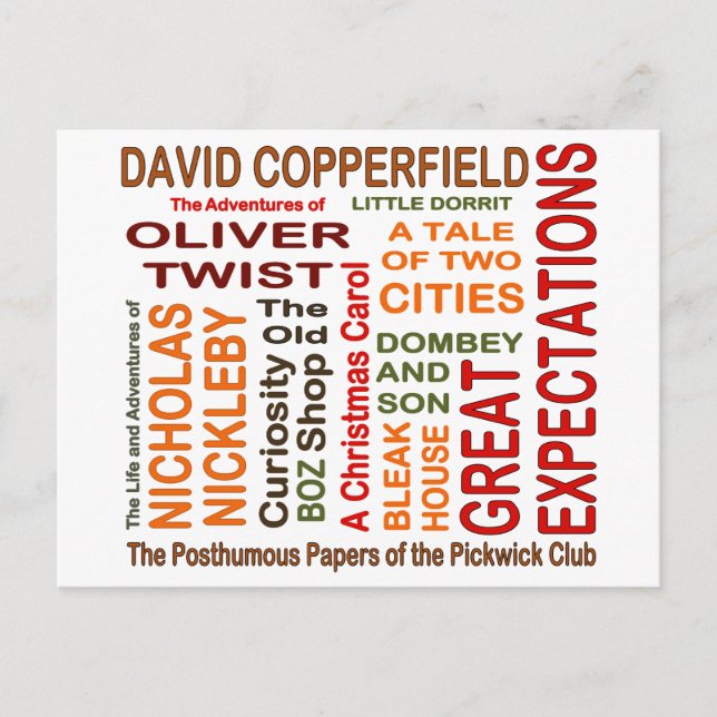 Charles Dickens Novels Vykort (Framsida)