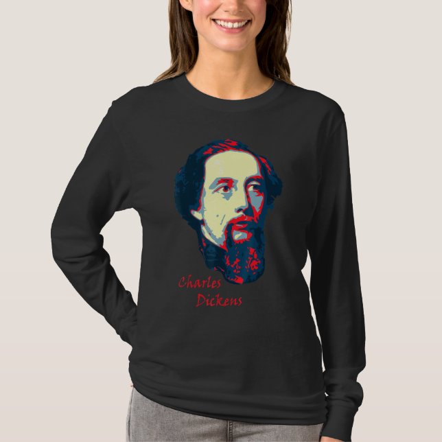 Charles Dickens Pop Art T Shirt (Framsida)