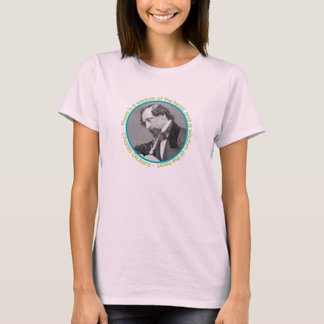 Charles Dickens Porträtt med citat T-shirt (Framsida)