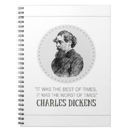 Charles Dickens Porträtt och Quote Anteckningsbok
