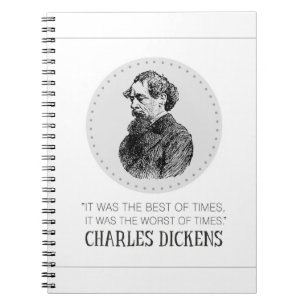 Charles Dickens Porträtt och Quote Anteckningsbok