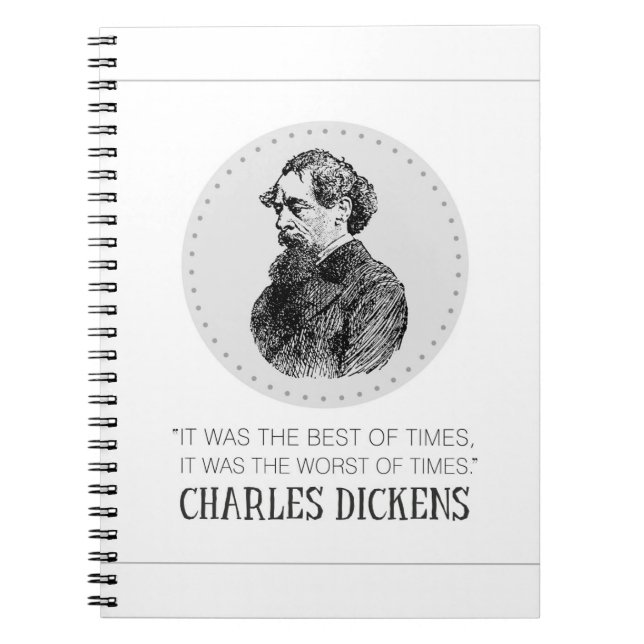 Charles Dickens Porträtt och Quote Anteckningsbok (Framsidan)