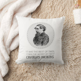 Charles Dickens Porträtt och Quote Kudde