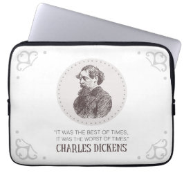 Charles Dickens Porträtt och Quote Laptop Fodral