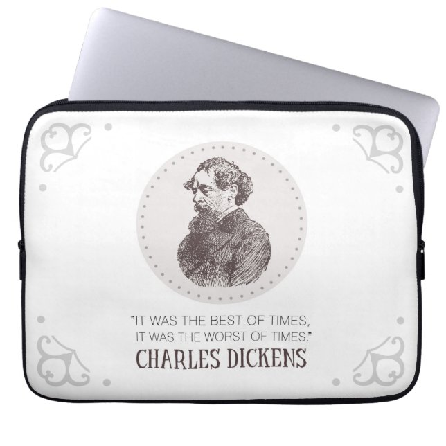Charles Dickens Porträtt och Quote Laptop Fodral (Framsidan)