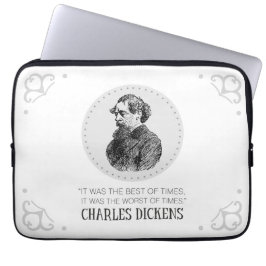 Charles Dickens Porträtt och Quote Laptop Fodral