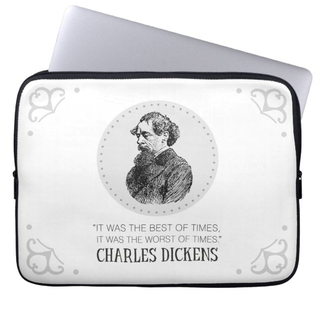Charles Dickens Porträtt och Quote Laptop Fodral (Framsidan)