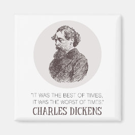 Charles Dickens Porträtt och Quote Magnet