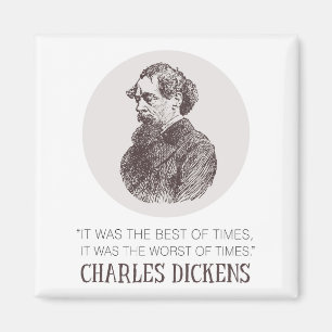 Charles Dickens Porträtt och Quote Magnet