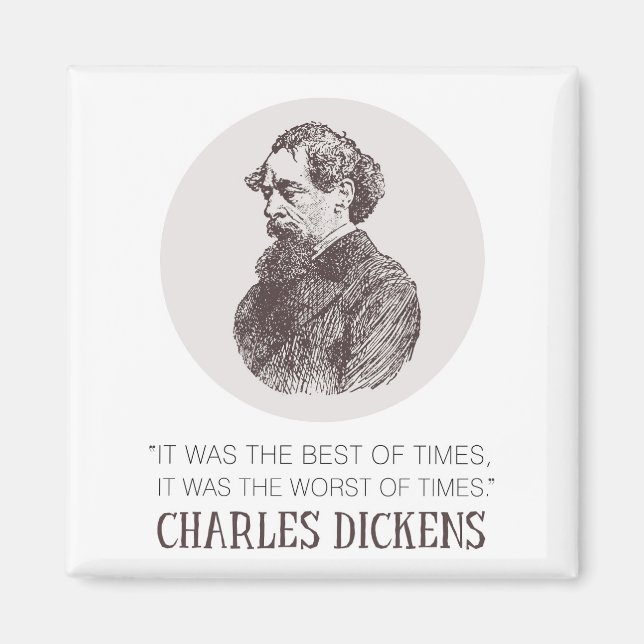 Charles Dickens Porträtt och Quote Magnet (Framsidan)