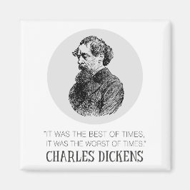 Charles Dickens Porträtt och Quote Magnet
