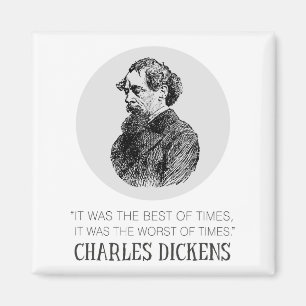 Charles Dickens Porträtt och Quote Magnet