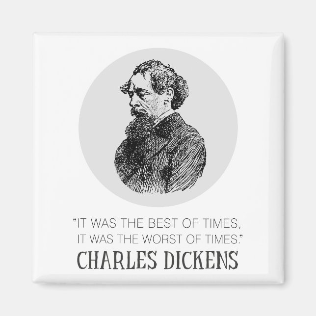 Charles Dickens Porträtt och Quote Magnet (Framsidan)