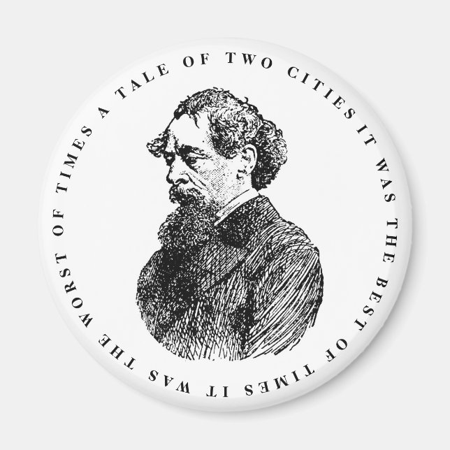 Charles Dickens Porträtt och Quote Magnet (Framsidan)