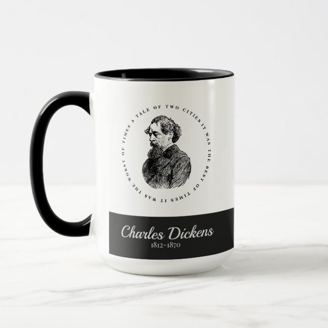 Charles Dickens Porträtt och Quote Mugg (Vänster)