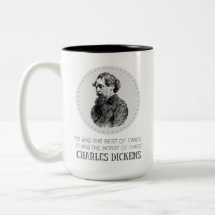 Charles Dickens Porträtt och Quote Två-Tonad Mugg