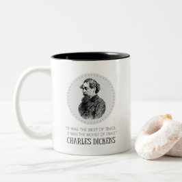 Charles Dickens Porträtt och Quote Två-Tonad Mugg