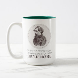 Charles Dickens Porträtt och Quote Två-Tonad Mugg