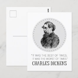Charles Dickens Porträtt och Quote Vykort
