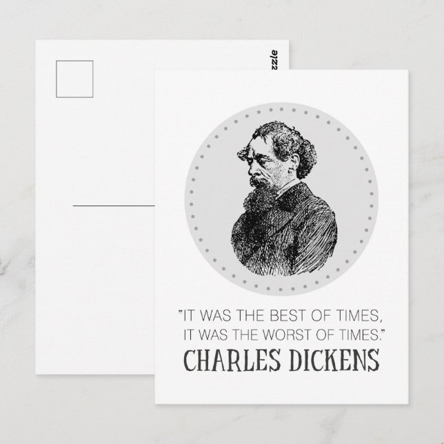 Charles Dickens Porträtt och Quote Vykort (Fram/baksida)
