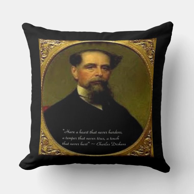 Charles Dickens & Quote Cotton Dekorativ kudde (Framsida)