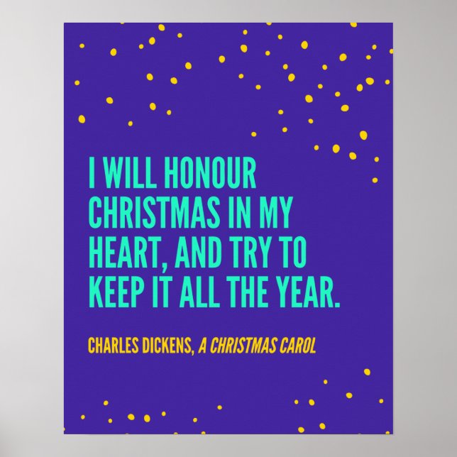 Charles Dickens Quote för jul Kväll Poster (Framsidan)