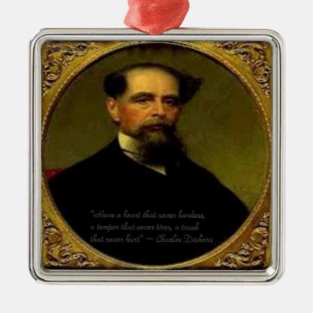 Charles Dickens & Upprörande Citat Julgransprydnad Metall (Framsidan)