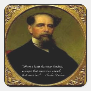 Charles Dickens & Upprört Citat Fyrkantigt Klistermärke