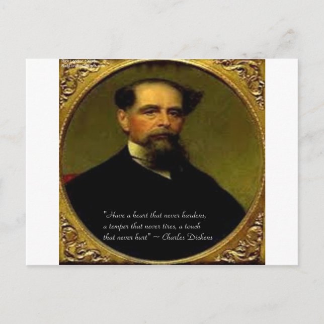 Charles Dickens & Upprört Citat Vykort (Framsida)