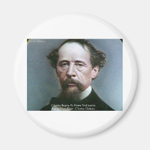 Charles Dickens "Välgörenhet @Hemma" Citat Gåvor Magnet