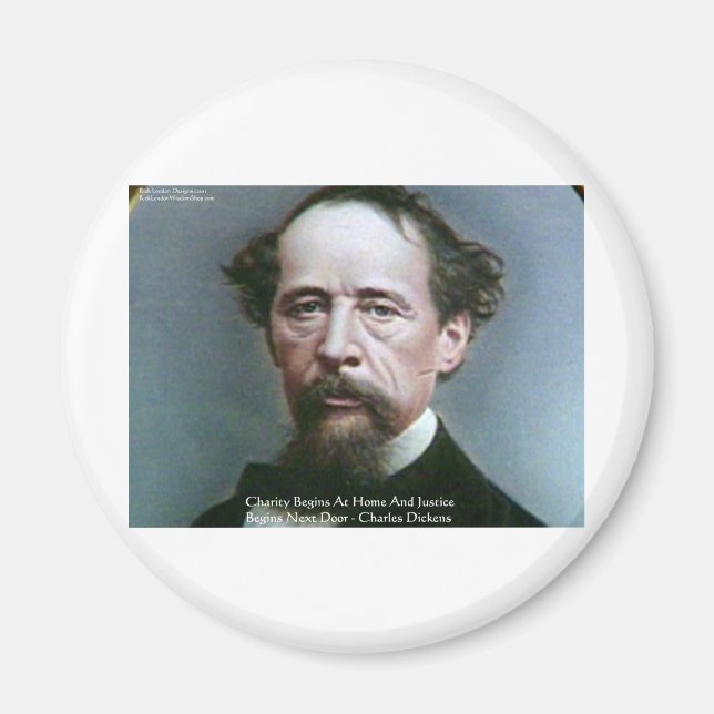 Charles Dickens "Välgörenhet @Hemma" Citat Gåvor Magnet (Framsidan)