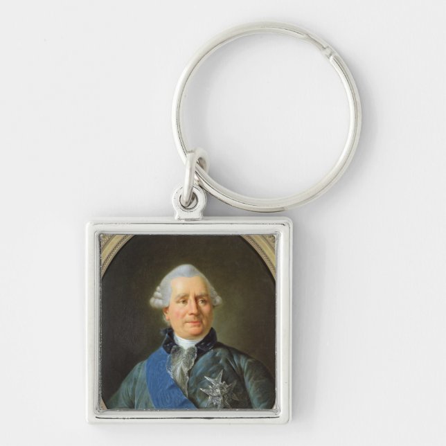 Charles Gravier räkning av Vergennes Fyrkantig Silverfärgad Nyckelring (Framsidan)