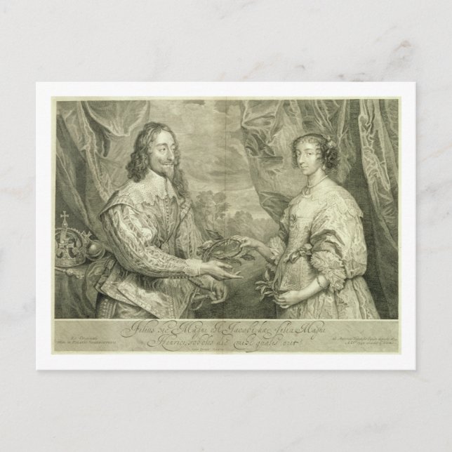 Charles I (1600-49) och Henrietta Maria (1609-69) Vykort (Framsida)