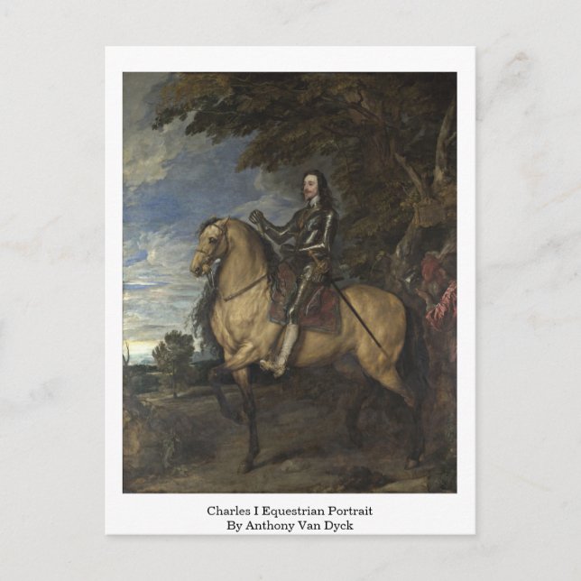 Charles I Equestrian Porträtt av Anthony Van Dyck Vykort (Framsida)