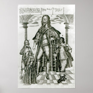 Charles I med sina barn Poster