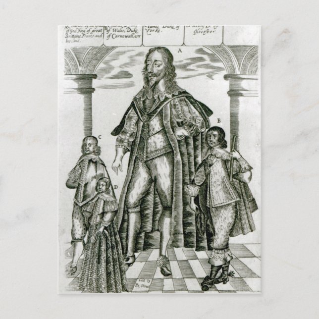 Charles I med sina barn Vykort (Framsida)
