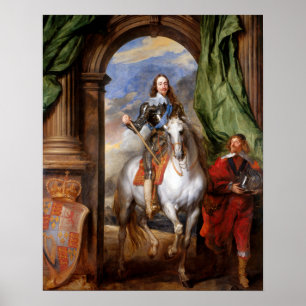 Charles I om Horseback av Van Dyck Poster