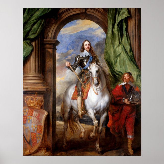 Charles I om Horseback av Van Dyck Poster (Framsidan)