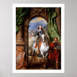 Charles I om Horseback av Van Dyck Poster