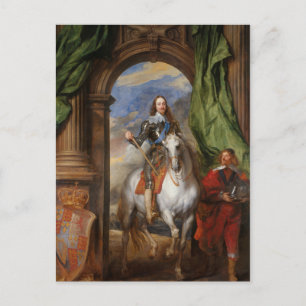 Charles I with M de St Antoine by Anthony van Dyck Vykort